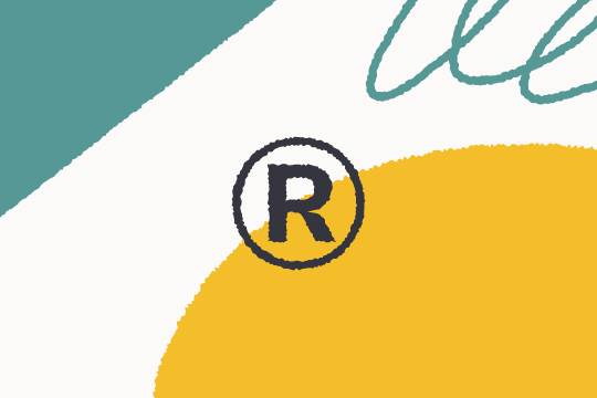 Trademark symbol surrounded by abstract shapes