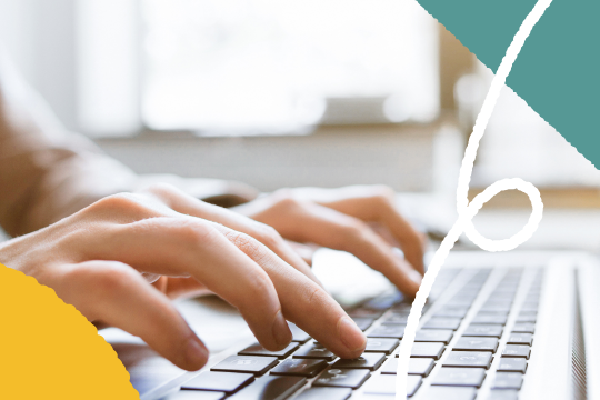 Typing on laptop keyboard banner